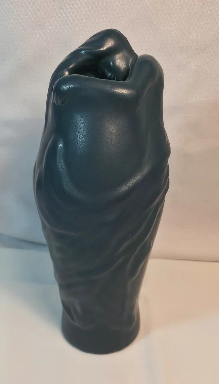 Van Briggle Art Pottery Figural Vase Draped Woman Blue Matte Colorado Springs